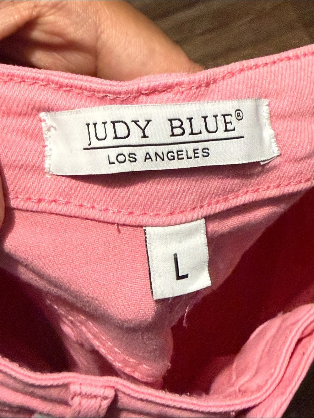 Judy Blue Garment Dyed Bermuda Shorts Women's Large Pink Stretch Denim - Picture 3 of 5